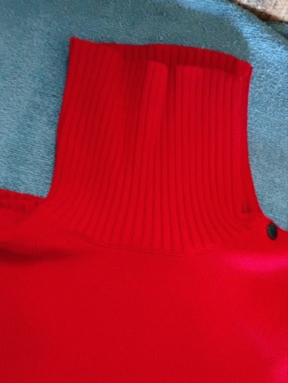 Chaps Red turtleneck Ribbed Fold-Over Sweater - Picture 7 of 7